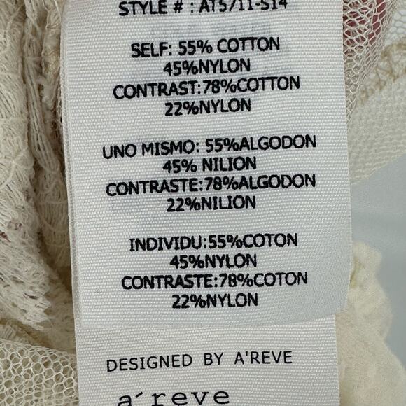 NEW Anthropologie A'Reve Ivory Lace High-Low Blouse Sz Small - Picture 9 of 9